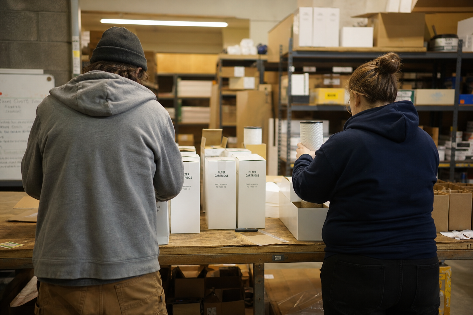 ClearFit Filters small team packing replacement filter orders in warehouse